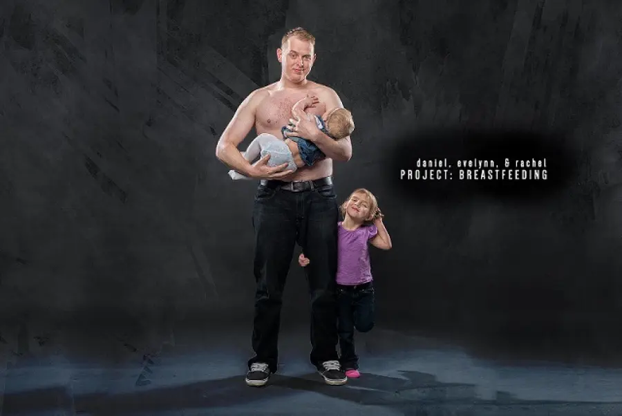 Uomini che allattano al seno: la campagna fotografica