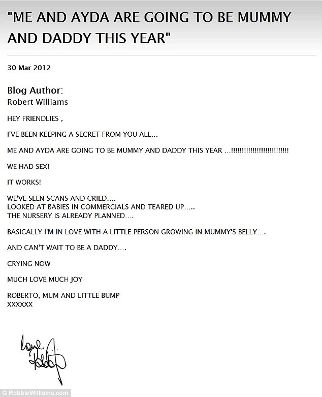 Robbie Williams presto papà: la sua Ayda è incinta